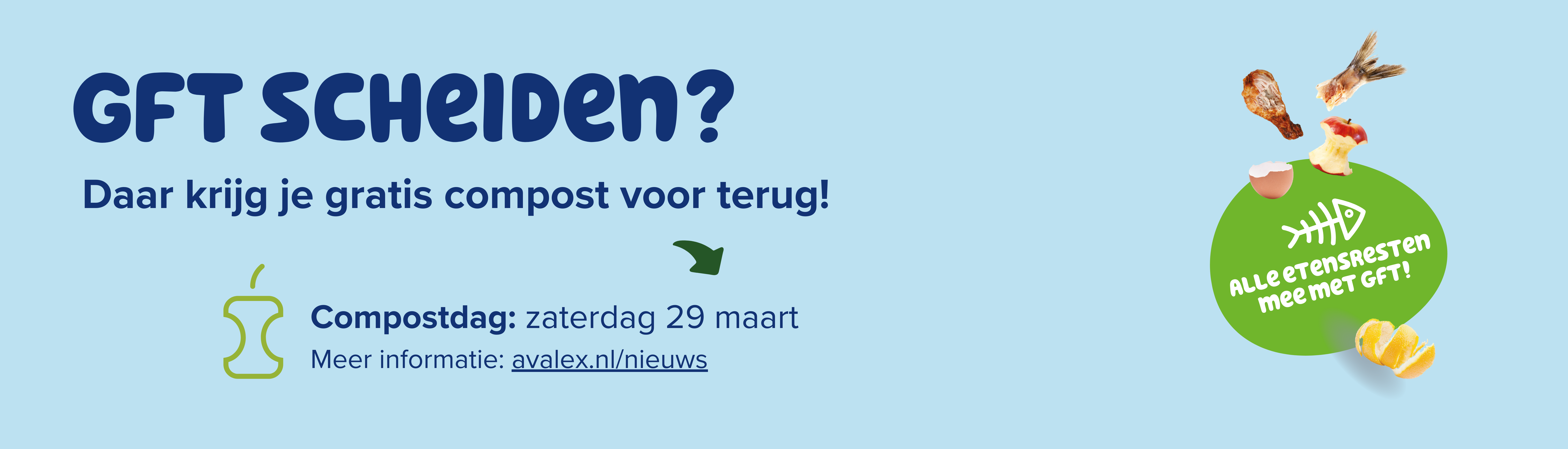 Banner met oproep om langs compostdag te komen